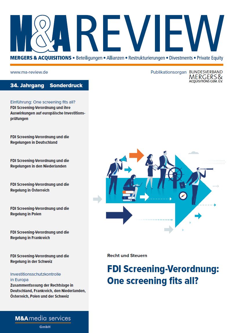 Cover Sonderpublikation: FDI Screening-Verordnung